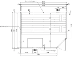 Massivholzsauna Weka Valida Eck GT Gr.3 inkl. 9 kW Ofen u.integr.Steuerung mit Ganzglastüre aus Klarglas