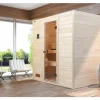 Massivholzsauna Weka Valida GT Gr.2 inkl. 4,5 kW Ofen u.digitaler Steuerung ohne Fenster mit Ganzglastüre aus Klarglas