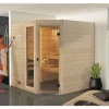 Massivholzsauna Weka Valida Eck GTF Gr.2 inkl.9 kW Ofen u.integr.Steuerung mit Fenster und Ganzglastüre aus Klarglas
