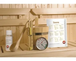 Massivholzsauna Weka Valida Eck GTF Gr.1 inkl. 5,4 kW Ofen u.digitaler Steuerung mit Fenster und Ganzglastüre aus Klarglas