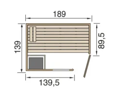 Massivholzsauna Weka Valida Eck GTF Gr.1 inkl. 5,4 kW Ofen u.digitaler Steuerung mit Fenster und Ganzglastüre aus Klarglas