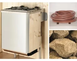 Massivholzsauna Weka Valida Eck GTF Gr.1 inkl. 5,4 kW Ofen u.digitaler Steuerung mit Fenster und Ganzglastüre aus Klarglas