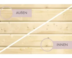 Massivholzsauna Karibu Coral inkl. 9 kW Bio Ofen u.ext.Steuerung mit Dachkranz und graphitfarbeneer Ganzglastür