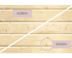 Massivholzsauna Karibu Kanami inkl. 9 kW Bio Ofen u.ext.Steuerung ohne Dachkranz mit bronzierter Ganzglastüre