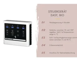 Massivholzsauna Karibu Kanami inkl. 9 kW Bio Ofen u.ext.Steuerung ohne Dachkranz mit bronzierter Ganzglastüre