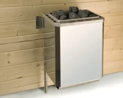 Massivholzsauna Weka Bergen 2 inkl. 7,5 kW Ofen u.digitaler Steuerung mit Fenster und graphitfarbeneer Ganzglastüre