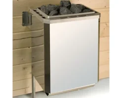 Massivholzsauna Weka Cubilis 3 Eck GTFO inkl. 7,5 kW Ofen u.digitaler Steuerung mit Fenster und graphitfarbeneer Ganzglastüre