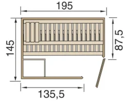 Massivholzsauna Weka Kemi Eck GT inkl. 7,5 kW Bio Ofen u.digitaler Steuerung mit graphitfarbeneer Ganzglastüre