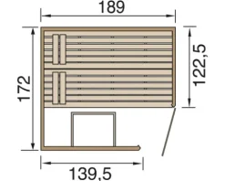 Massivholzsauna Weka Valida Eck GT inkl. 7,5 kW Ofen u.digitaler Steuerung ohne Fenster mit Ganzglastüre aus Klarglas
