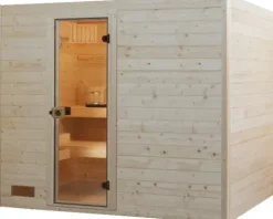 Massivholzsauna Weka Valida GT Gr.4 inkl. 9 kW Ofen u.integr.Steuerung mit Ganzglastüre aus Klarglas
