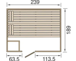 Massivholzsauna Weka Valida GT Gr.4 inkl. 9 kW Ofen u.integr.Steuerung mit Ganzglastüre aus Klarglas