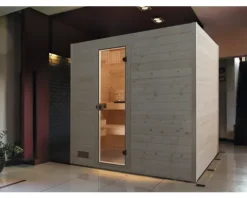 Massivholzsauna Weka Valida GT Gr.4 inkl. 9 kW Ofen u.integr.Steuerung mit Ganzglastüre aus Klarglas