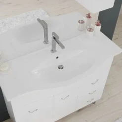 Möbelset für das Badezimmer auf Füßen mit Beleuchtung | Easy