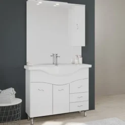 Möbelset für das Badezimmer auf Füßen mit Beleuchtung | Easy