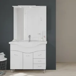 Möbelset für das Badezimmer auf Füßen mit Beleuchtung | Easy