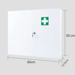Medizinschrank Großer abschließbarer Erste-Hilfe-Schrank aus Stahl mit Antirust-Pulverbeschichtung, 50×60×12,5 cm