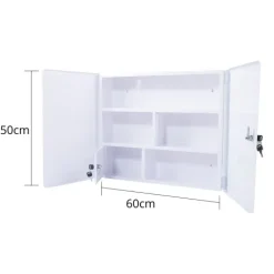 Medizinschrank Großer abschließbarer Erste-Hilfe-Schrank aus Stahl mit Antirust-Pulverbeschichtung, 50×60×12,5 cm