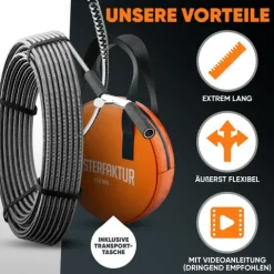 Meisterfaktur Rohrreinigungsspirale 3.0 [15m] - extra lang - Ideale Abflussspirale für eine Rohrreinigung - Die Rohrspirale für echte Heimwerker! (15 Meter - 0,95cm)