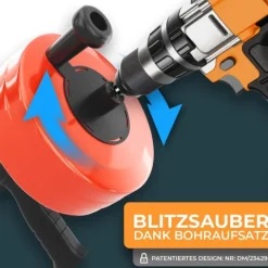 Meisterfaktur Rohrreinigungsspirale mit Metalltrommel [10M] - mit Bohraufsatz - Ideale Abflussspirale für eine Rohrreinigung