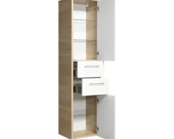 Midischrank pelipal Lagos Breite 40 cm weiß glänzend Eiche natur quer zerlegt