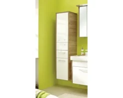 Midischrank pelipal Lagos Breite 40 cm weiß glänzend Eiche natur quer zerlegt