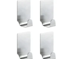 Mini-Klebehaken Edelstahl matt 4er Pack mit 3M Klebeband