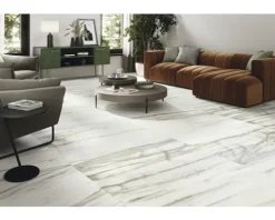 MIRAVA Feinsteinzeug Wand- und Bodenfliese LUCCA Bianco gold matt 120 x 120 x 0,9 cm rektifiziert