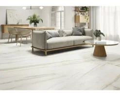 MIRAVA Feinsteinzeug Wand- und Bodenfliese LUCCA Bianco gold matt 120 x 120 x 0,9 cm rektifiziert