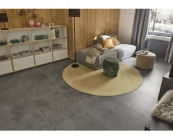MIRAVA Feinsteinzeug Wand- und Bodenfliese MANHATTAN Anthracite 60 x 120 x 0,9 cm matt rektifiziert
