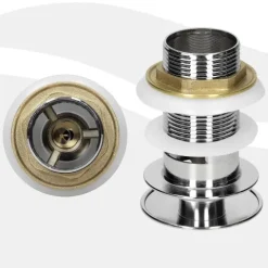 ML-Design Universal Ablaufgarnitur für Waschbecken & Waschtisch Ablaufventil mit Überlauf Messing verchromt Modernes Pop-Up Click Clack Ventil Abflussgarnitur Werkzeugloser Einbau Waschbeckenstöpsel
