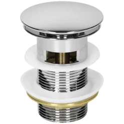 ML-Design Universal Ablaufgarnitur für Waschbecken & Waschtisch Ablaufventil mit Überlauf Messing verchromt Modernes Pop-Up Click Clack Ventil Abflussgarnitur Werkzeugloser Einbau Waschbeckenstöpsel