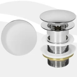 ML-Design Universal Ablaufgarnitur für Waschbecken & Waschtisch Ablaufventil mit Überlauf Messing verchromt Modernes Pop-Up Click Clack Ventil Abflussgarnitur Werkzeugloser Einbau Waschbeckenstöpsel
