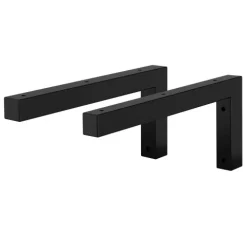 ML-Design 2er Set Wandkonsole Winkel L-Form für Waschtisch, 300x150 mm Schwarz Stahl, Design Waschtischhalterung, Wandhalterung für Waschtischplatte Waschbecken, Konsolenträger Regalträger Regalhalter