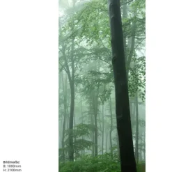 Nebel im Wald, 100x210cm, fugenlose Wandpaneele aus Alu-Verbund 3mm, Duschrückwand