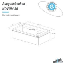 NOVUM 80 schwarz Edelstahl Ausgussbecken