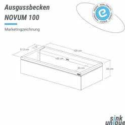 NOVUM 100 schwarz Edelstahl Ausgussbecken