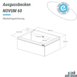 NOVUM 60 weiß Edelstahl Ausgussbecken