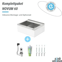 NOVUM 60 weiß Edelstahl Ausgussbecken