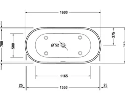 Ovale Badewanne DURAVIT D-Neo 75 x 160 cm weiß seidenmatt 700477000000000