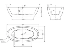 Ovale Badewanne OTTOFOND Kent 95 x 190 cm weiß glatt 703401