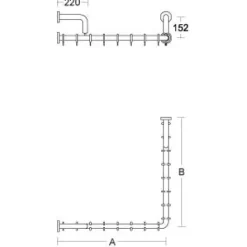 pba 01 Duschstange, L-Form mit Wand- Stützen aus Nylon, 800x800mm