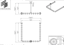 pba 01 Duschvorhangstange, U 800x800 X440mm U- Form mit DA aus Nylon