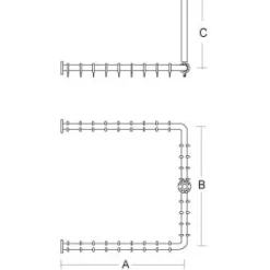pba 01 Duschvorhangstange, U 800x800 X440mm U- Form mit DA aus Nylon