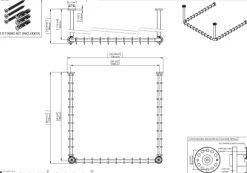 pba 01 Duschvorhangstange, U 1000x1000mm U- Form mit 2 DA 440mm aus Nylon