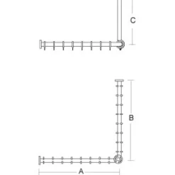 pba 01 Duschvorhangstange, 1200x1200 X440mm L- Form mit DA aus Nylon