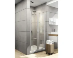 Pendeltür in Nische Schulte Lugano 80 cm Klarglas Profilfarbe aluminium