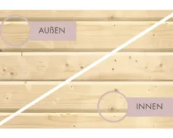 Plug & Play Sauna Karibu Wanja ohne Ofen und Dachkranz mit Holztüre und Isolierglas wärmegedämmt