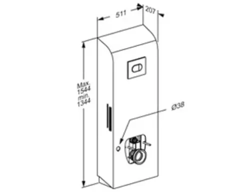Pressalit Montageelement SELECT TL4 für WC Bauhöhe 1,344 m höhenverstellbar mit Wandablauf R9124000