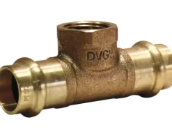 Pressfitting T-Stück Rotguss Presskontur V + M 15 mm x 1/2" IG x 15 mm DVGW für Kupferrohr