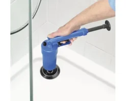 Pressluft-Rohrreinigungspistole, 3 Aufsätze für Abflüsse und 1 Aufsatz für WC